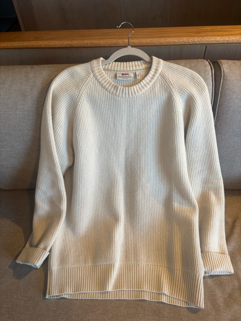Fjallraven Cream Ribbed Crewneck Sweater